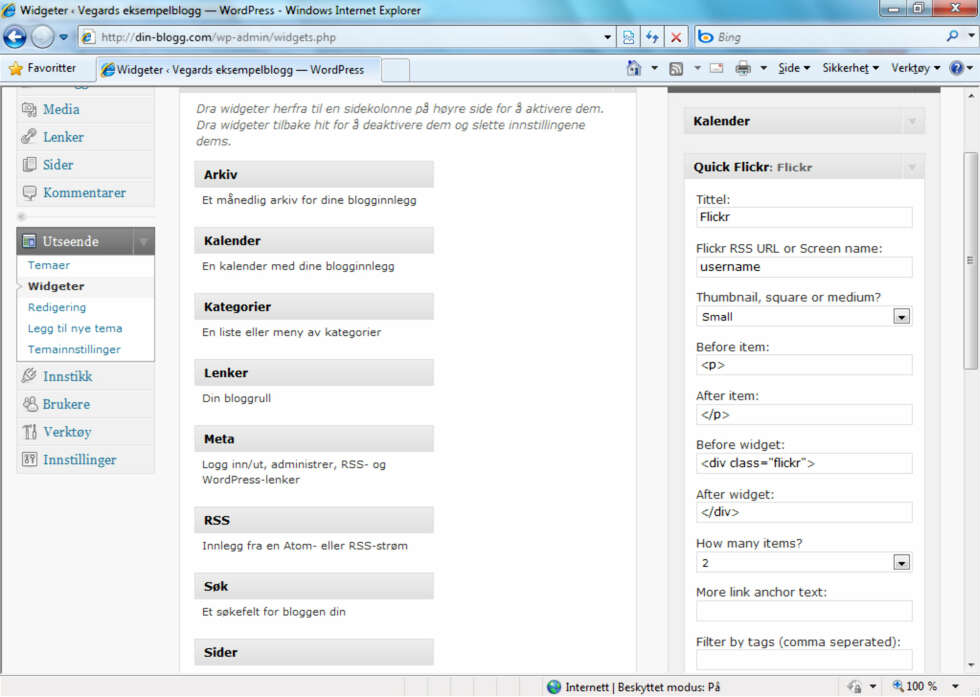 INNSTILLINGER: Quick Flickr gir mange muligheter for å tilpasse utseendet slik du ønsker. INNSTILLINGER: Quick Flickr gir mange muligheter for å tilpasse utseendet slik du ønsker.
