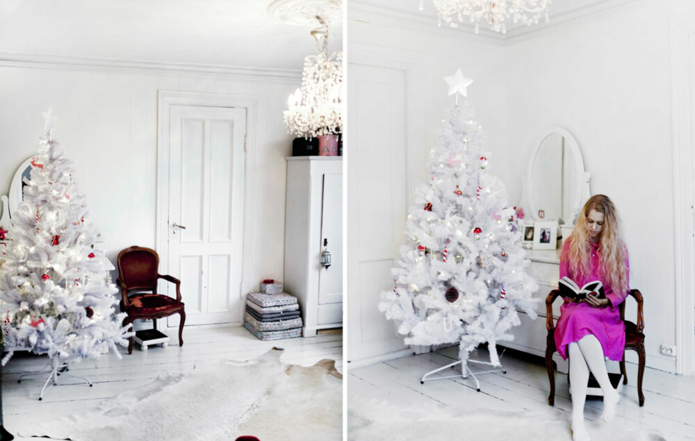 JENTEROM: Electras rom har fått et super-glamorøst hvitt juletre med knallrosa pynt. JENTEROM: Electras rom har fått et super-glamorøst hvitt juletre med knallrosa pynt.