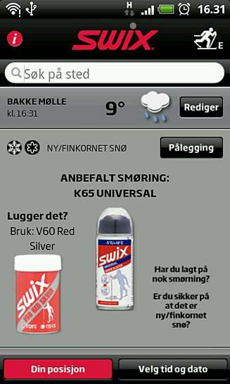 Smøretips. Denne appen fra Swix gir deg anbefalinger og instruksjoner for smøring og prepping der du befinner deg. For Iphone og Android - og er gratis. Smøretips. Denne appen fra Swix gir deg anbefalinger og instruksjoner for smøring og prepping der du befinner deg. For Iphone og Android - og er gratis.