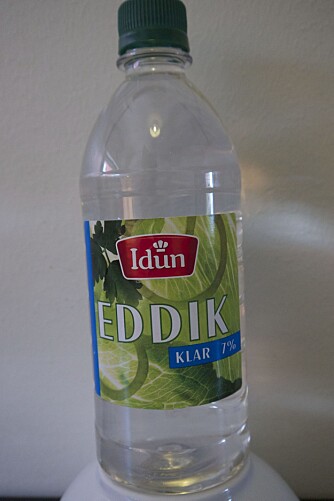 EDDIK: Kalken ble borte med eddik, men såperestene ble igjen. EDDIK: Kalken ble borte med eddik, men såperestene ble igjen.