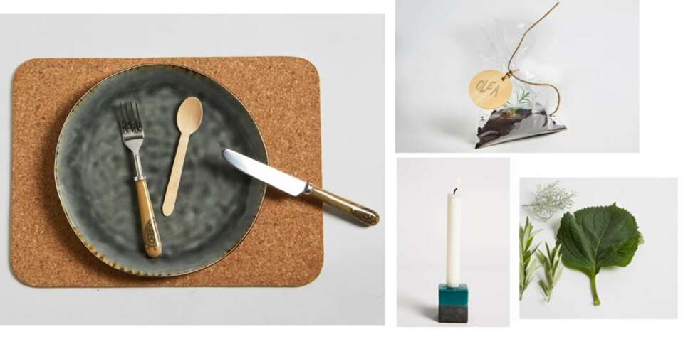 NATUR OG GRØNT: Spisebrikke i kork, kr 219 for fire stk., Traktøren, tallerken, kr 199, Home & Cottage, bestikk, kr 19 pr. del, og treskje, kr 49 pr. pose, verketinterior.no. Lysestake, kr 149, Ting.
NATUR OG GRØNT: Spisebrikke i kork, kr 219 for fire stk., Traktøren, tallerken, kr 199, Home & Cottage, bestikk, kr 19 pr. del, og treskje, kr 49 pr. pose, verketinterior.no. Lysestake, kr 149, Ting.