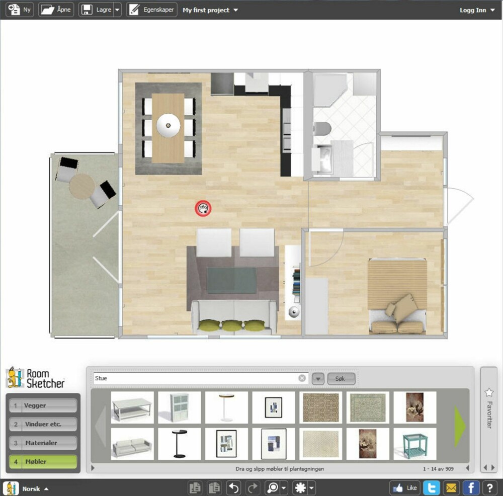 DRA OG SLIPP: Flytt rundt på møblene, eller prøv nye møbler. RoomSketcher er et norskutviklet online tegneverktøy som gjør det mulig å tegne drømmehjemmet ditt med bare et par klikk, enten du skal pusse opp eller flytte. DRA OG SLIPP: Flytt rundt på møblene, eller prøv nye møbler. RoomSketcher er et norskutviklet online tegneverktøy som gjør det mulig å tegne drømmehjemmet ditt med bare et par klikk, enten du skal pusse opp eller flytte.