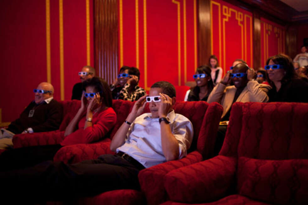EGEN KINO: Obama-familien kan invitere venner hjem på sin egen kino. EGEN KINO: Obama-familien kan invitere venner hjem på sin egen kino.