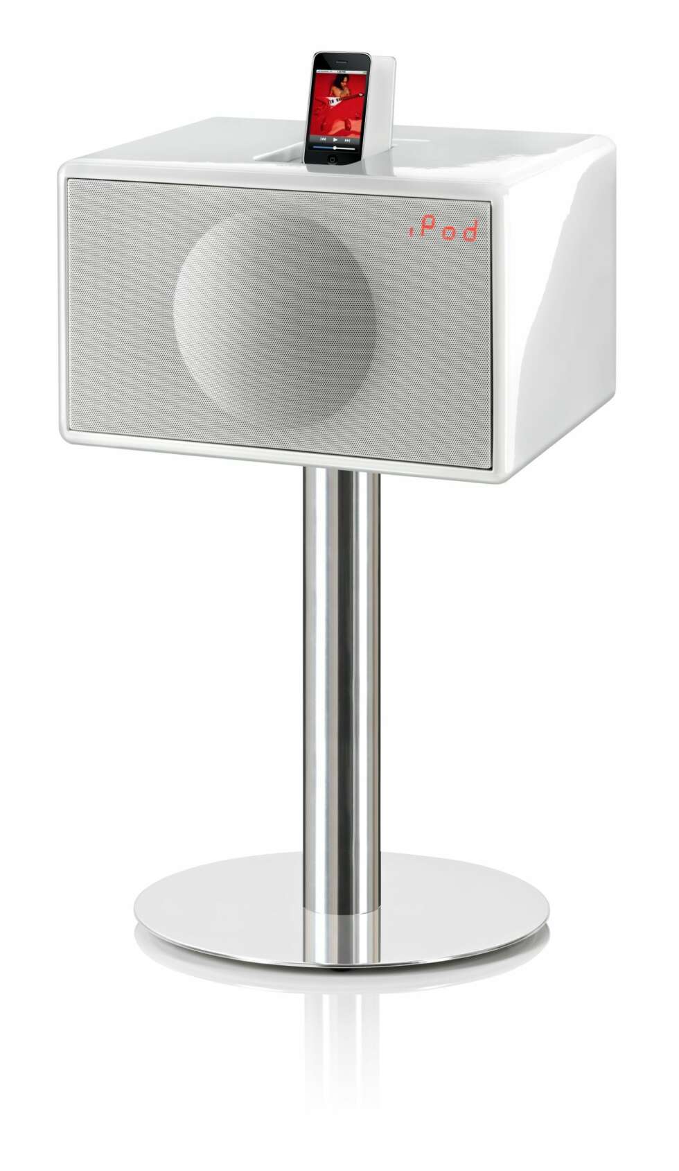 FULL PAKKE: Geneva Model Large er et fullverdig stereoanlegg med kun én kabel. Inneholder cd- spiller, docking til Ipod/Iphone, FM radio, og eksterne innganger for tilkobling av for eksempel tv. Kommer i fargene rød, hvit, svart og valnøtt. Geneva kan fås i ulike størrelser og prisklasser fra small til xx-large. Prisen på small ligger på 2995 kr. Geneva Large, kr 11 990 med stativ FULL PAKKE: Geneva Model Large er et fullverdig stereoanlegg med kun én kabel. Inneholder cd- spiller, docking til Ipod/Iphone, FM radio, og eksterne innganger for tilkobling av for eksempel tv. Kommer i fargene rød, hvit, svart og valnøtt. Geneva kan fås i ulike størrelser og prisklasser fra small til xx-large. Prisen på small ligger på 2995 kr. Geneva Large, kr 11 990 med stativ