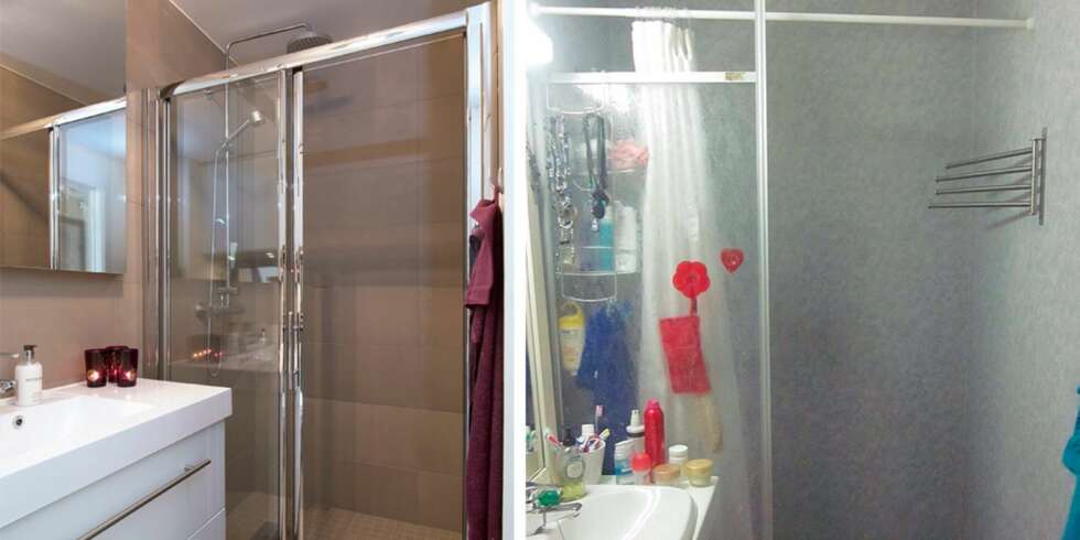 STOR ENDRING: Badet til høyre er blitt til badet til venstre for under 100 000 kroner. STOR ENDRING: Badet til høyre er blitt til badet til venstre for under 100 000 kroner.