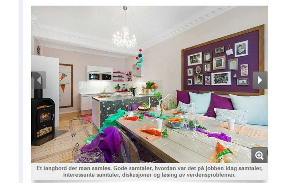 PÅVIRKET? Får teksten under bildet deg i ekstra god steming, eller hadde du foretrukket den tradisjonelle ordlyden, "kjøkken med spisekrok"? Bildet er fra Schultz gate 12 på Majorstuen. PÅVIRKET? Får teksten under bildet deg i ekstra god steming, eller hadde du foretrukket den tradisjonelle ordlyden, "kjøkken med spisekrok"? Bildet er fra Schultz gate 12 på Majorstuen.