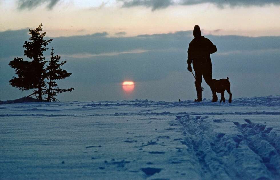 IDYLL: På fjellet kan dette være en nydelig måte å avslutte vinterdagen på. Særlig hvis man får oppleve en stemningsfull solnedgang på kveldsturen sammen med en kjær, firbeint venn. Bildet heter «Fast følge». IDYLL: På fjellet kan dette være en nydelig måte å avslutte vinterdagen på. Særlig hvis man får oppleve en stemningsfull solnedgang på kveldsturen sammen med en kjær, firbeint venn. Bildet heter «Fast følge».
