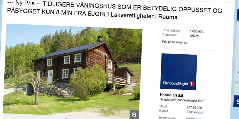 TIL SALGS: Hytte på Verma ved Bjorli med fire soverom. Primærrom 165 kvm. Byggeår 1851. Prisantydning 1 650 000 kroner. TIL SALGS: Hytte på Verma ved Bjorli med fire soverom. Primærrom 165 kvm. Byggeår 1851. Prisantydning 1 650 000 kroner.