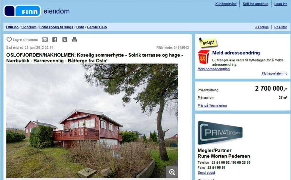 NAKHOLMEN: Solgt til prisantydning 2.700 000 kroner. Primærrom 37 kvadratmeter. Byggeår 1992. NAKHOLMEN: Solgt til prisantydning 2.700 000 kroner. Primærrom 37 kvadratmeter. Byggeår 1992.