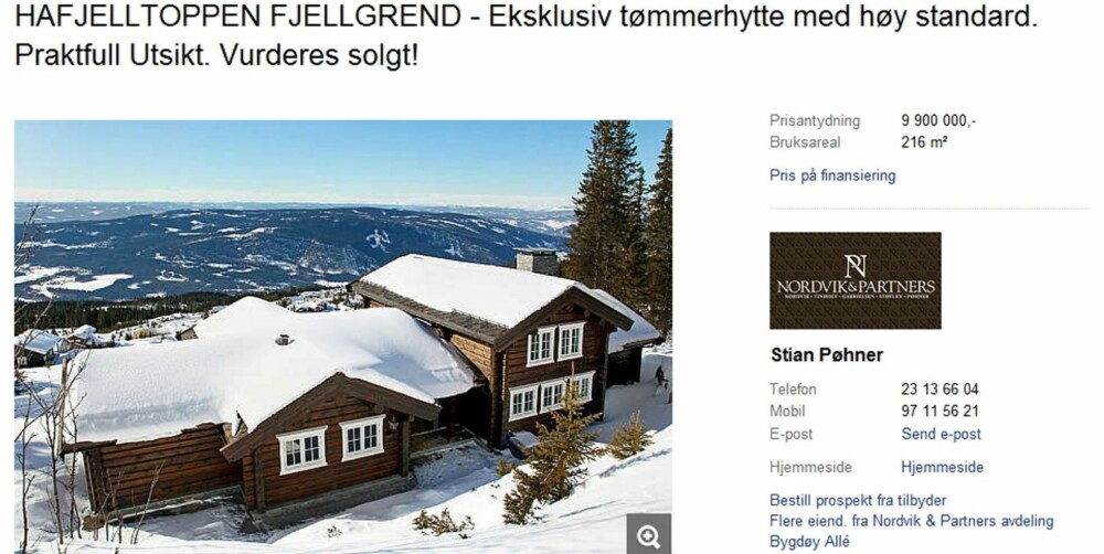 NUMMER NI: Er en tømmerhytte med høy standard på Hafjelltoppen har blitt vist over 21 000 ganger. NUMMER NI: Er en tømmerhytte med høy standard på Hafjelltoppen har blitt vist over 21 000 ganger.