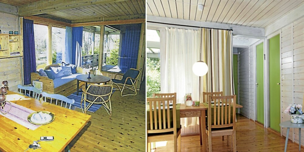 FØR OG ETTER: : Det var mange ulike farger i den gamle stuen, slik at inntrykket ble litt rotete. Spisegruppen og sittegruppen var også plassert annerledes. FØR OG ETTER: : Det var mange ulike farger i den gamle stuen, slik at inntrykket ble litt rotete. Spisegruppen og sittegruppen var også plassert annerledes.
