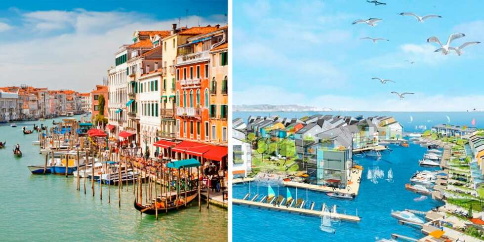 KANALER: Arkitekturen i Sjøparken prosjektet har mange likhetstrekk med den italienske byen Venezia. KANALER: Arkitekturen i Sjøparken prosjektet har mange likhetstrekk med den italienske byen Venezia.