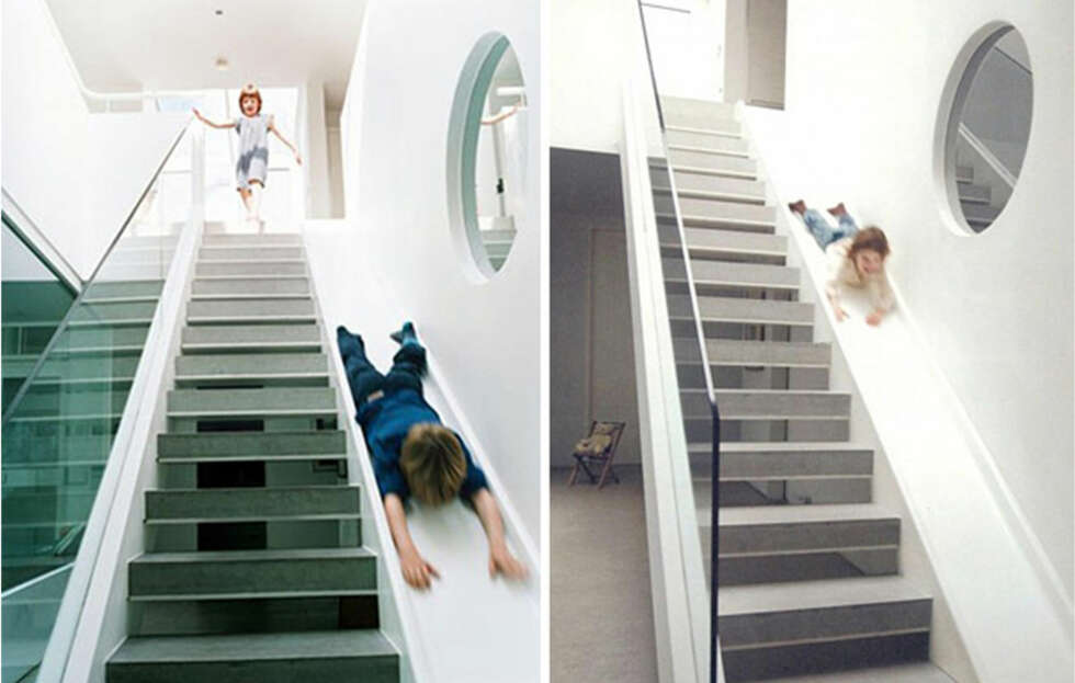 LEK: Denne trappen er like mye lekeapprat som den er trapp. LEK: Denne trappen er like mye lekeapprat som den er trapp.