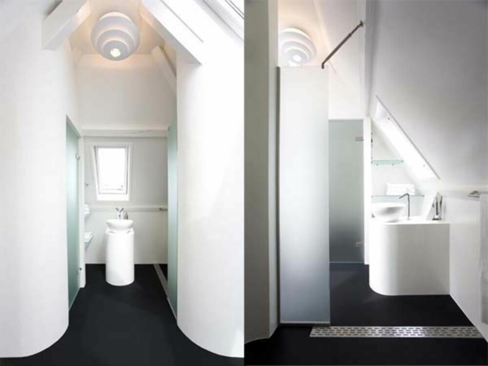 LITE OG LEKKERT: Badet med sine kurvede vegger og helhvite design er både lekkert og delikat. LITE OG LEKKERT: Badet med sine kurvede vegger og helhvite design er både lekkert og delikat.
