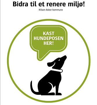 HUNDELORT VELKOMMENT: I Asker kommune har de startet et prosjekt hvor boligeiere kan klistre dette merket på sine søppelbeholdere. HUNDELORT VELKOMMENT: I Asker kommune har de startet et prosjekt hvor boligeiere kan klistre dette merket på sine søppelbeholdere.