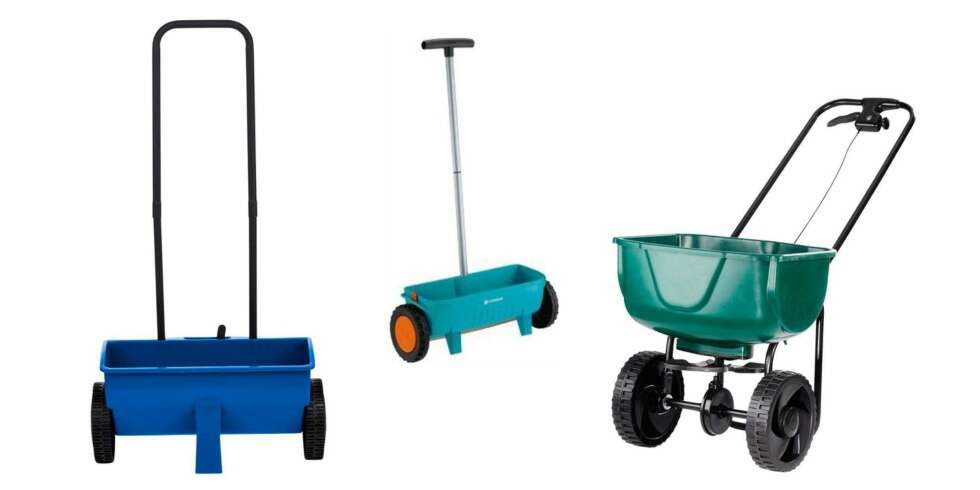 ALTERNATIVER: Gjødselspredere finner du i vanlige hagebutikker. F.v: Spredervogn 12 liter fra Biltema, Universalspreder Classing fra Plantasjen og spredervogn 20 kilo fra Biltema. ALTERNATIVER: Gjødselspredere finner du i vanlige hagebutikker. F.v: Spredervogn 12 liter fra Biltema, Universalspreder Classing fra Plantasjen og spredervogn 20 kilo fra Biltema.