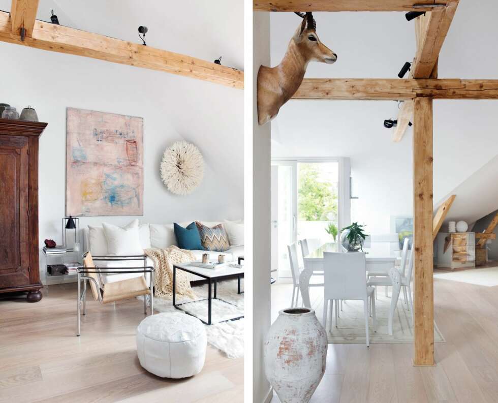 MED PÅ LASSET: Bildet på veggen er signert kunstneren Mona Næss. Fjærhatten er kjøpt på Brandts Indoor i Danmark. Modulsofaen er fra Fogia, og trekket kan tas av og renses. Stolen er en limited edition fra Cassina/Expo Nova. Puffen er fra Marrakech, mens de svarte lampene og bordene med marmorplate er fra House Doctor. Teppet av Toscana-lam er fra Ullkilden.
UNIKT: Spisebordet er spesiallaget av en italiensk leverandør som produserer butikkinnredning. Stolene Norma er fra Arper/Expo Nova. Ziegler-teppene er fra Carpet Vista. Krukken fra Riis Interiør. På verandaen kan utelivet nytes helt usjenert. MED PÅ LASSET: Bildet på veggen er signert kunstneren Mona Næss. Fjærhatten er kjøpt på Brandts Indoor i Danmark. Modulsofaen er fra Fogia, og trekket kan tas av og renses. Stolen er en limited edition fra Cassina/Expo Nova. Puffen er fra Marrakech, mens de svarte lampene og bordene med marmorplate er fra House Doctor. Teppet av Toscana-lam er fra Ullkilden.
UNIKT: Spisebordet er spesiallaget av en italiensk leverandør som produserer butikkinnredning. Stolene Norma er fra Arper/Expo Nova. Ziegler-teppene er fra Carpet Vista. Krukken fra Riis Interiør. På verandaen kan utelivet nytes helt usjenert.
