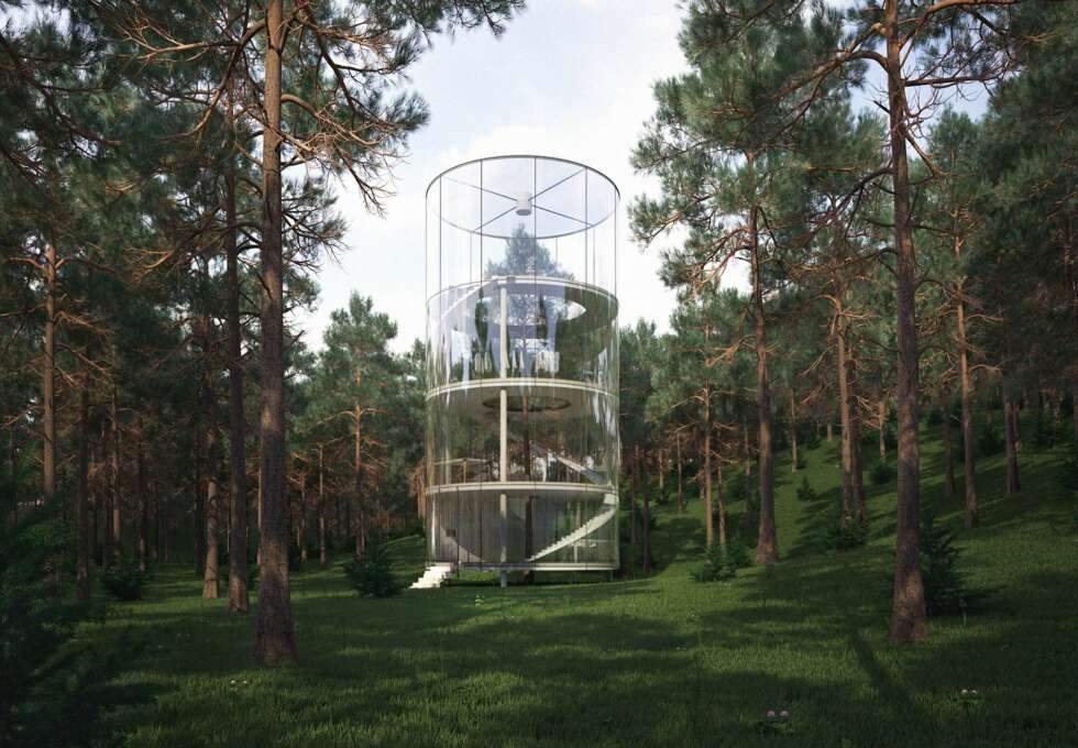 GLASSHUS: Med glass på alle kanter kommer man tett innpå naturen og skogen rundt denne trehytta. GLASSHUS: Med glass på alle kanter kommer man tett innpå naturen og skogen rundt denne trehytta.