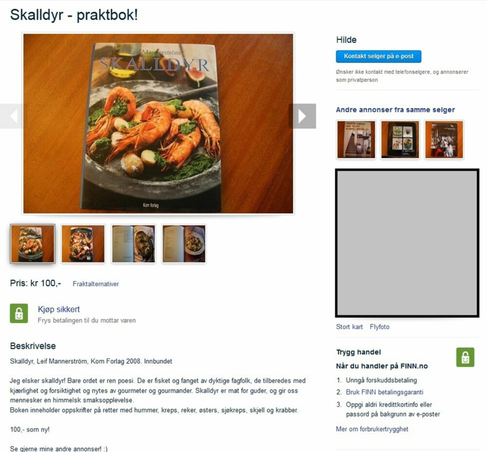 POESI: ""Skalldyr er mat for guder, og gir oss mennesker en himmelsk smaksopplevelse"", frister selgeren av denne boken. Historiefortelling og å spille på følelser kan ha noe for seg, mener PR-sjef i finn.no. POESI: ""Skalldyr er mat for guder, og gir oss mennesker en himmelsk smaksopplevelse"", frister selgeren av denne boken. Historiefortelling og å spille på følelser kan ha noe for seg, mener PR-sjef i finn.no.
