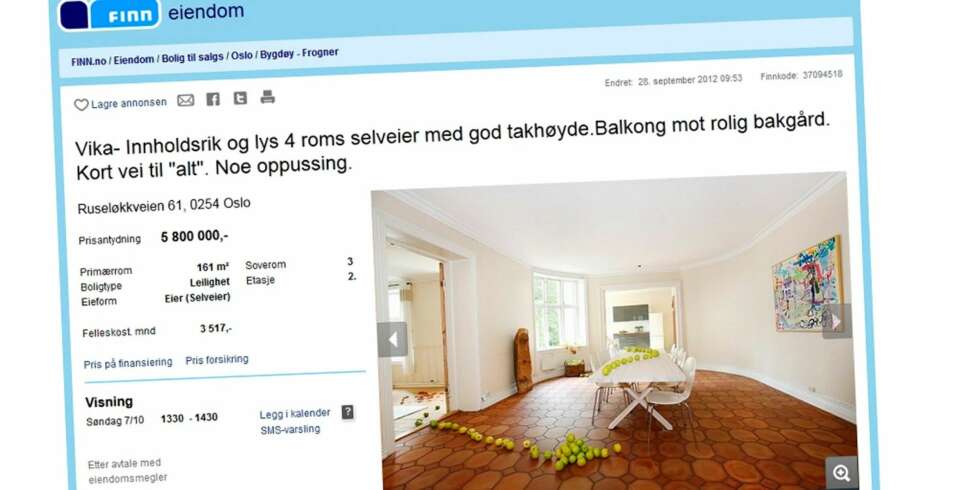 NYTENKENDE: En ganske tom leilighet har blitt stylet med enkle midler. Grønne epler og fargerikt høstløv gir en annerledes presentasjon. NYTENKENDE: En ganske tom leilighet har blitt stylet med enkle midler. Grønne epler og fargerikt høstløv gir en annerledes presentasjon.