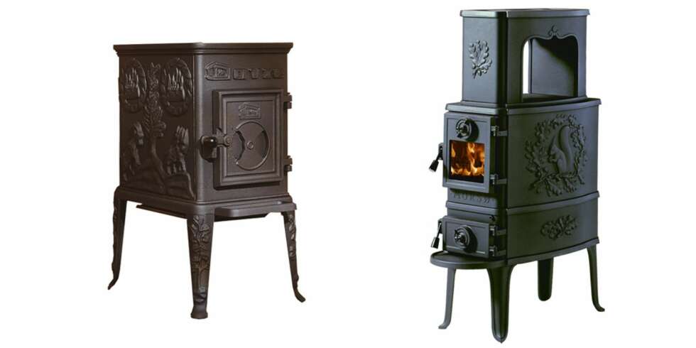 TRADISJONELLE OVNER: Til venstre: Dovre 100. Effekt: 1,5 til 4 kW. Størrelse: 61x33x45 cm. Vekt: 58 kg. Vedlengde: 30 cm. Røykuttak diameter: 12,5 cm. Pris: 6875 kroner. Produsent: Dovre. Til høyre: Morsø 2B Classic. Effekt: 3 til 7 kW. Størrelse: 71x37x72 cm. Vekt: 76 kg. Vedlengde: 45 cm. Røykuttak diameter: 12,5 cm. Pris: 17 497 kroner. Produsent: Morsø. TRADISJONELLE OVNER: Til venstre: Dovre 100. Effekt: 1,5 til 4 kW. Størrelse: 61x33x45 cm. Vekt: 58 kg. Vedlengde: 30 cm. Røykuttak diameter: 12,5 cm. Pris: 6875 kroner. Produsent: Dovre. Til høyre: Morsø 2B Classic. Effekt: 3 til 7 kW. Størrelse: 71x37x72 cm. Vekt: 76 kg. Vedlengde: 45 cm. Røykuttak diameter: 12,5 cm. Pris: 17 497 kroner. Produsent: Morsø.