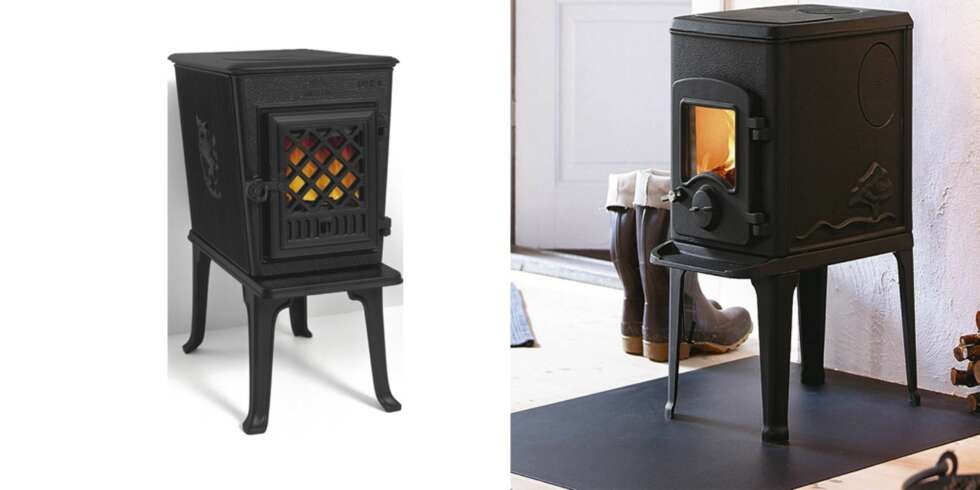 TRADISJONELLE OVNER: Til venstre: Jøtul F602. Effekt: 2,3 til 8,5 kW. Størrelse: 64x32x48 cm. Vekt: 78 kg Vedlengde: 40 cm. Røykuttak diameter: 12,5 cm. Pris: 8490 kroner. Produsent: Jøtul. Til høyre: Nordpeis Orion. Effekt: 1 til 6 kW. Størrelse: 63x32x51 cm Vekt: 72 kg. Vedlengde: 30 cm. Røykuttak diameter: 12,5 cm. Pris: 3990 kroner. Produsent: Nordpeis TRADISJONELLE OVNER: Til venstre: Jøtul F602. Effekt: 2,3 til 8,5 kW. Størrelse: 64x32x48 cm. Vekt: 78 kg Vedlengde: 40 cm. Røykuttak diameter: 12,5 cm. Pris: 8490 kroner. Produsent: Jøtul. Til høyre: Nordpeis Orion. Effekt: 1 til 6 kW. Størrelse: 63x32x51 cm Vekt: 72 kg. Vedlengde: 30 cm. Røykuttak diameter: 12,5 cm. Pris: 3990 kroner. Produsent: Nordpeis