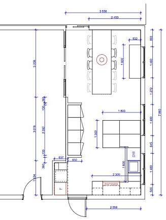 NY PLANTEGNING: Her er interiørarkitektens nye plantegning etter at veggen ble revet. NY PLANTEGNING: Her er interiørarkitektens nye plantegning etter at veggen ble revet.