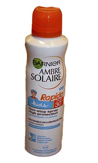BRA SOLKREM: Garnier Ambre Solaire Kids Rapido Spray 30. BRA SOLKREM: Garnier Ambre Solaire Kids Rapido Spray 30.