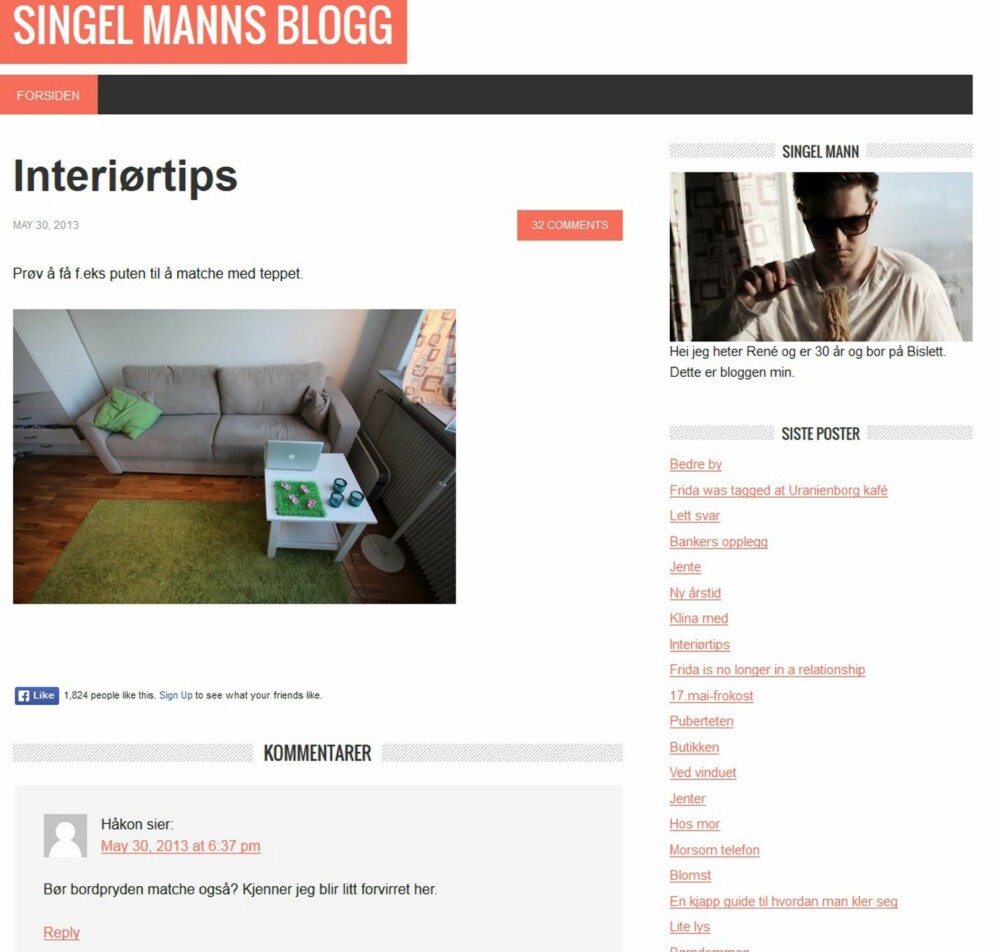 INTERIØRTIPS FRA MANN: René Brunsvik står bak Single manns blogg. Han kjenner seg bare delvis igjen i beskrivelsen av at norske menn er blitt mer interessert i interiør. INTERIØRTIPS FRA MANN: René Brunsvik står bak Single manns blogg. Han kjenner seg bare delvis igjen i beskrivelsen av at norske menn er blitt mer interessert i interiør.