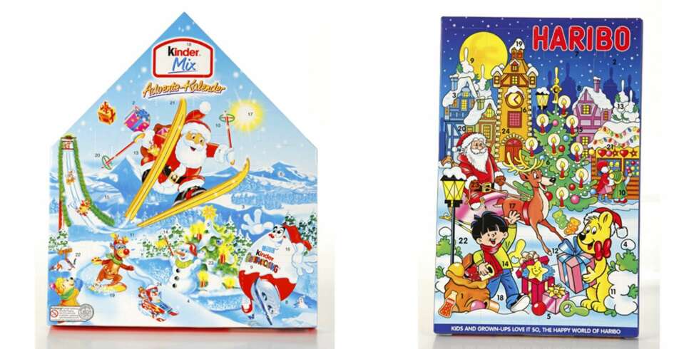 Felles for disse to er at de er dyrere enn vanlige sjokoladekalendere, men til gjengjeld får du mer for pengene også. Kinderkalender fra Rimi, kr 179 og Haribokalender fra Ica, kr 95. Felles for disse to er at de er dyrere enn vanlige sjokoladekalendere, men til gjengjeld får du mer for pengene også. Kinderkalender fra Rimi, kr 179 og Haribokalender fra Ica, kr 95.
