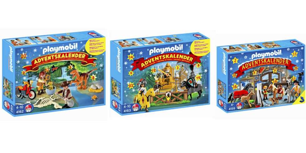 PLAYMO: Har laget tre ulike kalendere i år: Pony ranch, Knights tournament og Dinosaur Expedition, alle koster kr 189,90 på Toys'r'us. PLAYMO: Har laget tre ulike kalendere i år: Pony ranch, Knights tournament og Dinosaur Expedition, alle koster kr 189,90 på Toys'r'us.