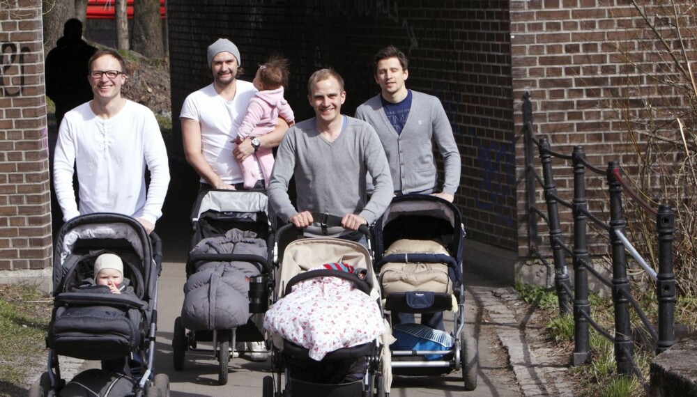 MOTSTRØMS: Disse pappaene utgjorde landets første barselgruppe for menn, etablert ved Sagene helsestasjon i Oslo i fjor: (f.v.) Anders (33), Joakim (36), Ole Morten (31) og Christian (31). MOTSTRØMS: Disse pappaene utgjorde landets første barselgruppe for menn, etablert ved Sagene helsestasjon i Oslo i fjor: (f.v.) Anders (33), Joakim (36), Ole Morten (31) og Christian (31).