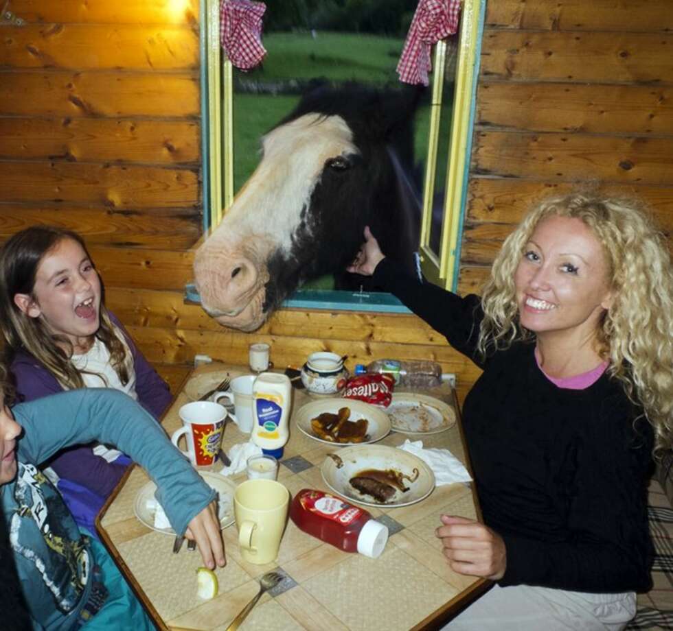 MIDDAGSTID: En ekstra hest til bords. MIDDAGSTID: En ekstra hest til bords.