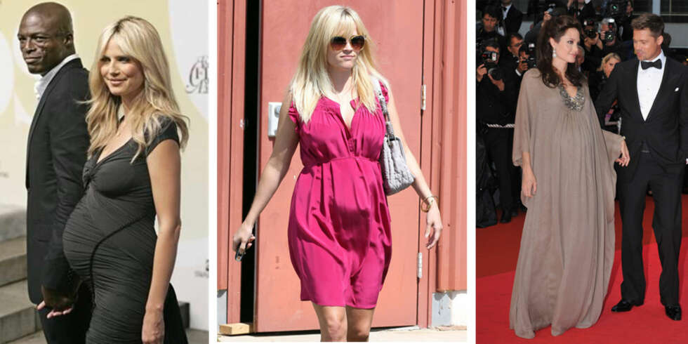 YUMMY MUMMY: Disse jentene lot ikke magen stå i veien for å se strålende ut. Heidi Klum - her sammen med eks-mannen Seal -satset på den lille sorte, Reese Witherspoon fødte nylig sitt tredje barn - og tok seg flott ut gjennom hele graviditeten, mens Angelina Jolie klarte til og med å se glamorøs ut med tvillinger i magen. YUMMY MUMMY: Disse jentene lot ikke magen stå i veien for å se strålende ut. Heidi Klum - her sammen med eks-mannen Seal -satset på den lille sorte, Reese Witherspoon fødte nylig sitt tredje barn - og tok seg flott ut gjennom hele graviditeten, mens Angelina Jolie klarte til og med å se glamorøs ut med tvillinger i magen.