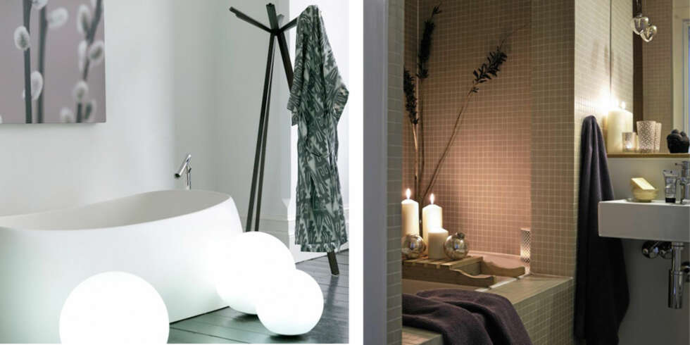 GJØR BADET OM TIL ET DEILIG STED: Myk belysning, levende lys og myke håndklær er alle med på å skape luksusfølelse på badet. GJØR BADET OM TIL ET DEILIG STED: Myk belysning, levende lys og myke håndklær er alle med på å skape luksusfølelse på badet.
