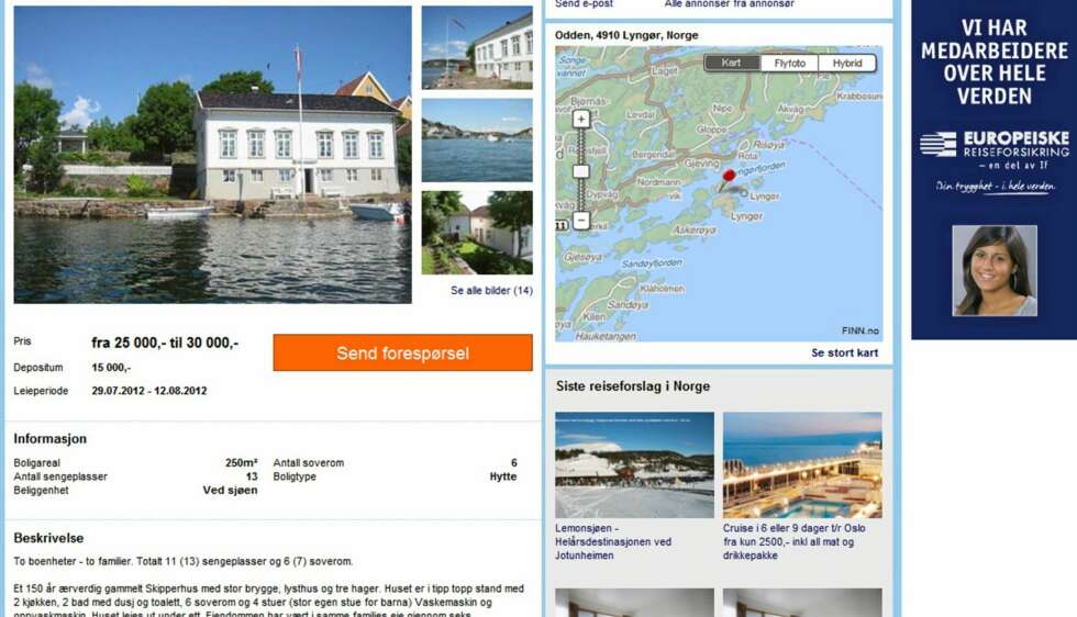 TIL LEIE: Stort skipperhus i Lyngørsundet. Primærrom 250 kvm 13 sengeplasser. Pris per. uke fra 25.000 kroner. TIL LEIE: Stort skipperhus i Lyngørsundet. Primærrom 250 kvm 13 sengeplasser. Pris per. uke fra 25.000 kroner.