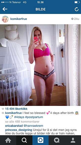 MAMMAKROPP: Veldig mange fikk fort en tydelig mistanke om hvem som har inspirert Marna til denne selfien. MAMMAKROPP: Veldig mange fikk fort en tydelig mistanke om hvem som har inspirert Marna til denne selfien.