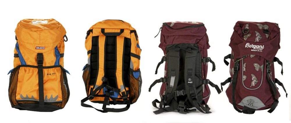 SEKKETEST: Helsport Elg (til venstre) og Bergans Nordkapp jr. 12 liter var blant de beste i testen, og kan like gjerne brukes på tur som i barnehage eller skole. SEKKETEST: Helsport Elg (til venstre) og Bergans Nordkapp jr. 12 liter var blant de beste i testen, og kan like gjerne brukes på tur som i barnehage eller skole.