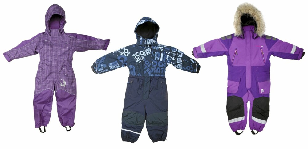 BLANT DE BESTE: Vinterdressene bør være både solide og holde vann ute. Fra venstre Stormberg Snømyr, Name It og Didriksons Tignes. BLANT DE BESTE: Vinterdressene bør være både solide og holde vann ute. Fra venstre Stormberg Snømyr, Name It og Didriksons Tignes.