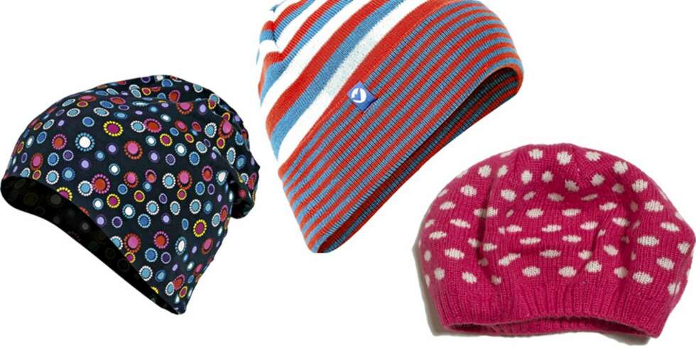 SVALE LUER (fra venstre): Vendbar lue i bomull og spandex, kr 199, fra Stormberg. Stripete vendbar lue i akryl, kr 159, fra Stormberg. Alpelue i tynn ullblanding, kr 79, fra Lindex. SVALE LUER (fra venstre): Vendbar lue i bomull og spandex, kr 199, fra Stormberg. Stripete vendbar lue i akryl, kr 159, fra Stormberg. Alpelue i tynn ullblanding, kr 79, fra Lindex.