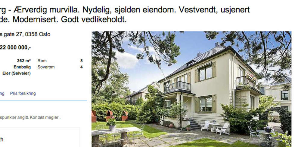 BLA OPP: Har du 22 millioner å avse kan denne ærverdige murvillaen bli din. BLA OPP: Har du 22 millioner å avse kan denne ærverdige murvillaen bli din.
