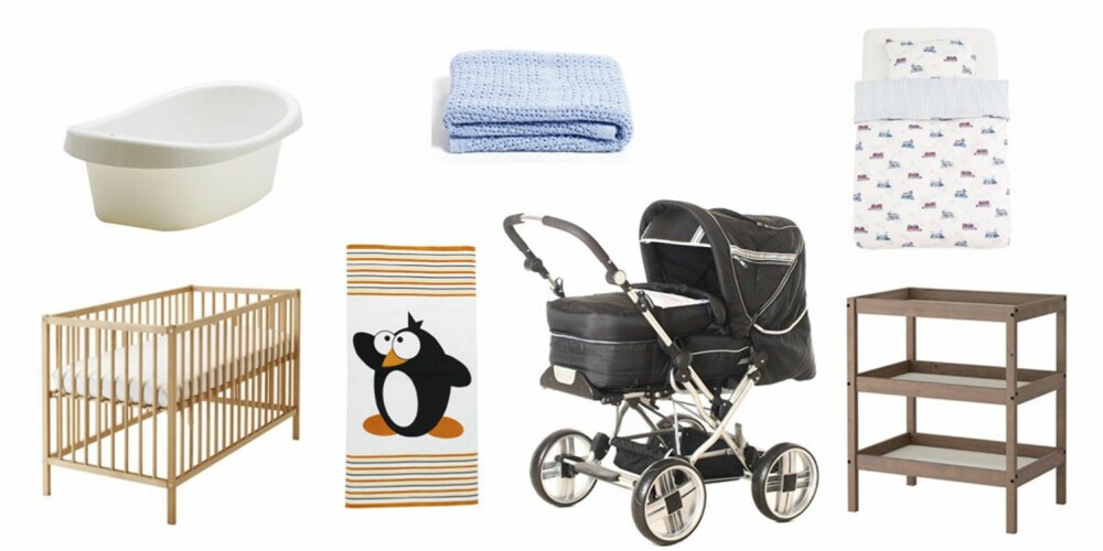 BUDSJETT: 4142 kroner: vogn, 2795 kr (Jollyroom.no), seng, 345 kr (IKEA), stellebord, 545 kr (IKEA), sengetøy, 129 kr (Princess), badedlje, 79 kr (IKEA), håndkle, 100 kr (Jysk), babyteppe, 99 kr (Princess). BUDSJETT: 4142 kroner: vogn, 2795 kr (Jollyroom.no), seng, 345 kr (IKEA), stellebord, 545 kr (IKEA), sengetøy, 129 kr (Princess), badedlje, 79 kr (IKEA), håndkle, 100 kr (Jysk), babyteppe, 99 kr (Princess).