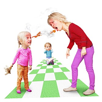 ULIKE TEMPERAMENT: En mor er bekymret for at den yngste datteren blir skremt av hennes temperament. ULIKE TEMPERAMENT: En mor er bekymret for at den yngste datteren blir skremt av hennes temperament.