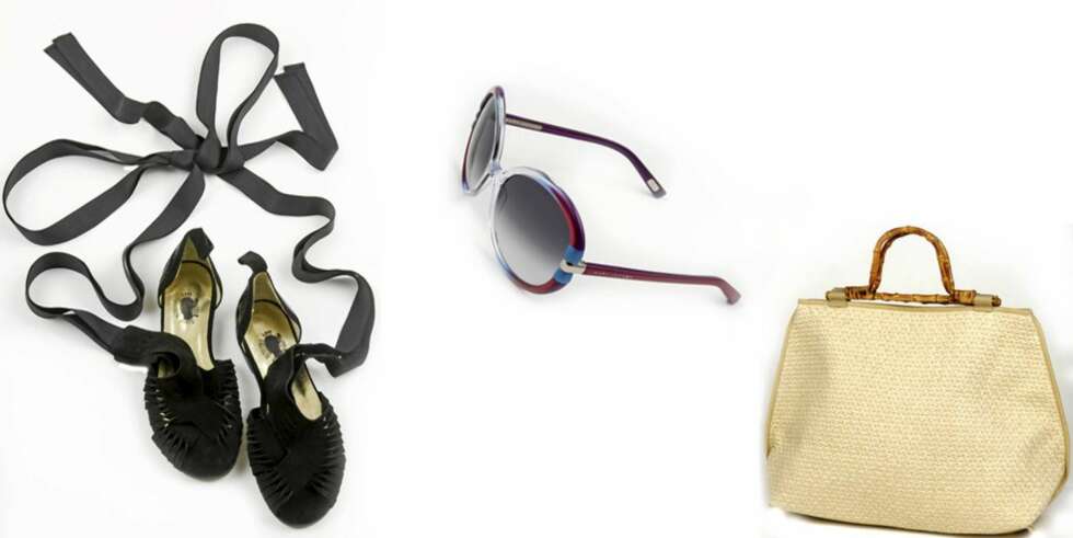 STRANDLIV: Sandaler fra Bernhard Wilhelm/Henrik Vibskov kr 1950, solbriller med plastinnfatning fra Marc Jacobs kr 2500 og strandveske fra H&M kr 345. STRANDLIV: Sandaler fra Bernhard Wilhelm/Henrik Vibskov kr 1950, solbriller med plastinnfatning fra Marc Jacobs kr 2500 og strandveske fra H&M kr 345.