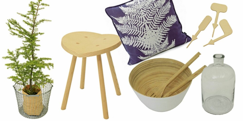 NATUREN INN 2: Jeg liker det rå og enkle med denne kurven i wire, kr 580, Norrgavel. Alternativt juletre, Blomster Oasen, kr 350.<br>
Plass for en liten pustepause! Krakk i kirsebærtre, design Axel Hellum, kr 1350, Kvist.<br>
Denne puten kommer til å gjøre seg perfekt på den lyse sofaen min sammen med et mørkegrått saueskinn. Pute i silke, 50 x 50 cm, kr 550, ferm-living.com.<br>
Hvis en salatbolle kan inspirere til å lage vitaminsprudlende salater i vinter, så er det denne. Salatbolle i bambus, kr 175, og salatbestikk, kr 99, Kvist.<br>
Spørs om jeg greier å vente helt til våren med å plante frøene ... Plantepinner, kr 129 for 4 stk., Kvist. <br>
«Den er til deg, mamma.» Barna kommer ofte med en blomst eller en kvist til meg. Flaskevase i glass, kr 398, Bolina. NATUREN INN 2: Jeg liker det rå og enkle med denne kurven i wire, kr 580, Norrgavel. Alternativt juletre, Blomster Oasen, kr 350.<br>
Plass for en liten pustepause! Krakk i kirsebærtre, design Axel Hellum, kr 1350, Kvist.<br>
Denne puten kommer til å gjøre seg perfekt på den lyse sofaen min sammen med et mørkegrått saueskinn. Pute i silke, 50 x 50 cm, kr 550, ferm-living.com.<br>
Hvis en salatbolle kan inspirere til å lage vitaminsprudlende salater i vinter, så er det denne. Salatbolle i bambus, kr 175, og salatbestikk, kr 99, Kvist.<br>
Spørs om jeg greier å vente helt til våren med å plante frøene ... Plantepinner, kr 129 for 4 stk., Kvist. <br>
«Den er til deg, mamma.» Barna kommer ofte med en blomst eller en kvist til meg. Flaskevase i glass, kr 398, Bolina.