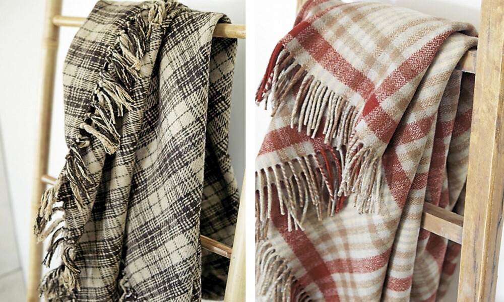 MYKT. Pleddet til venstre er fra Palma Collection, kr 399 og bambusstigen er fra Country Chic, kr 498. Det andre pleddet er fra Slettvoll, kr 1790 og trestigen er fra Palma, kr 830. MYKT. Pleddet til venstre er fra Palma Collection, kr 399 og bambusstigen er fra Country Chic, kr 498. Det andre pleddet er fra Slettvoll, kr 1790 og trestigen er fra Palma, kr 830.