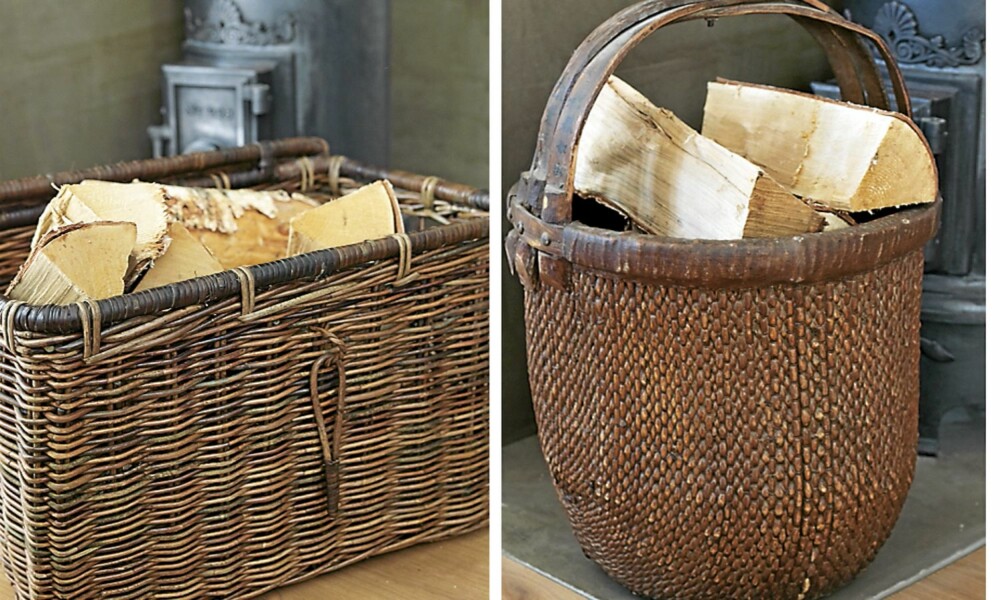KURVER. Den rimeligste til venstre er fra Bohus, kr 799, mens vedkurven til venstre koster kr 1698, fra Country Chic. KURVER. Den rimeligste til venstre er fra Bohus, kr 799, mens vedkurven til venstre koster kr 1698, fra Country Chic.