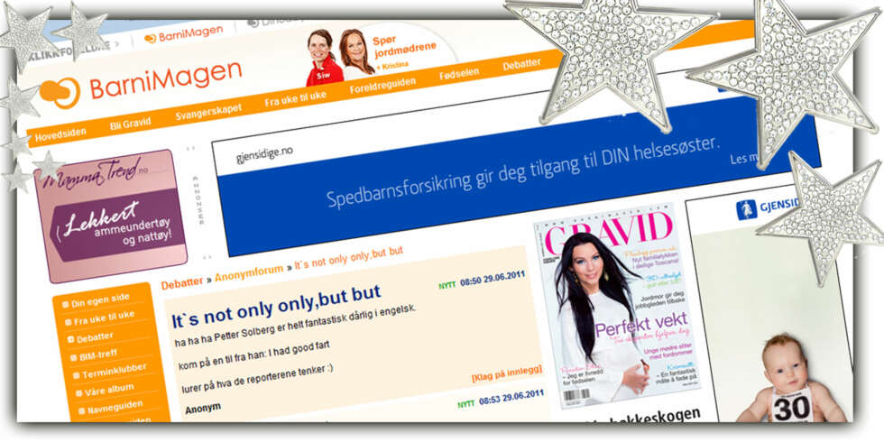 Screenshot av Barn i Magen-forum med bling på - illustrasjon av at forumet blir nytt Screenshot av Barn i Magen-forum med bling på - illustrasjon av at forumet blir nytt