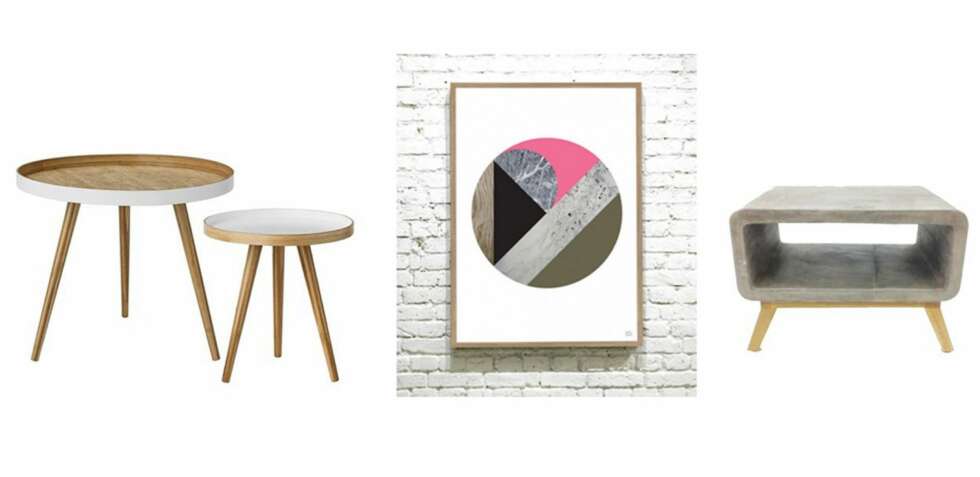 INSPIRERENDE: Bord i sett fra Bloomingville, kr 2199, plakat, kr 249, og betongbord, kr 3999, Ruth og Rudolf. INSPIRERENDE: Bord i sett fra Bloomingville, kr 2199, plakat, kr 249, og betongbord, kr 3999, Ruth og Rudolf.