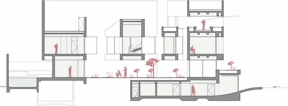 Vertikalt snitt av Secret House. Vertikalt snitt av Secret House.